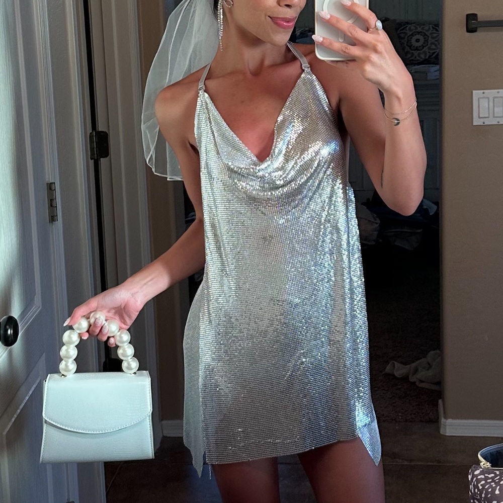 Silver dress white fox boutique